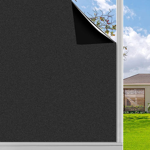 Finnez Blackout Window Film Privacy No Glue Necesary Static Cling,Anti-UV,Black Window Film 100% Light Blocking for Home Or Office(17.5 x 78.7 Inches)