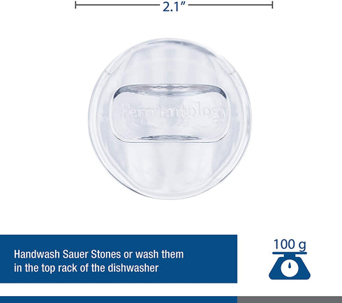 Fermentology Sauer Stone Glass Weights Pickling and Fermenting Weights - Set of 4 - Regular Mouth Mason Jar Fermentation