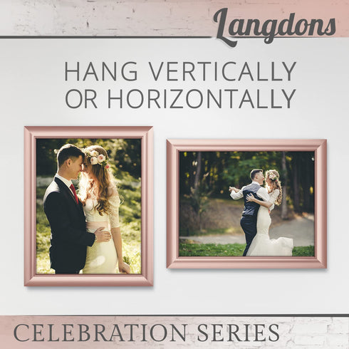 Langdon House 11x14 Rose Gold Picture Frame, Contemporary Glam Photo Frame 11 x 14, Wall Mount or Table Top, Celebration Collection