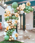 OLYYTAO Olive Green Balloon Garland Arch Kit-132PCS Artificial Palm Leaves Retro Green Balloons White Gold Confetti and Gold Metallic Chrome Latex Balloons for Wedding Birthday Baby Shower DIY Decorations