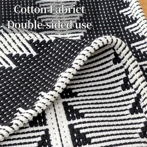 KERIQI Farmhouse Black and White Table Runner, Woven Table Runner with Tassels Fringe Table Linens Wedding Bridal Party Home D©cor Table Decorations