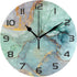One Bear Modern Green and Gold Marble Texture Wall Clock, Silent Non Ticking Battery Operated Round Clock for Kitchen Office School Home Decorative