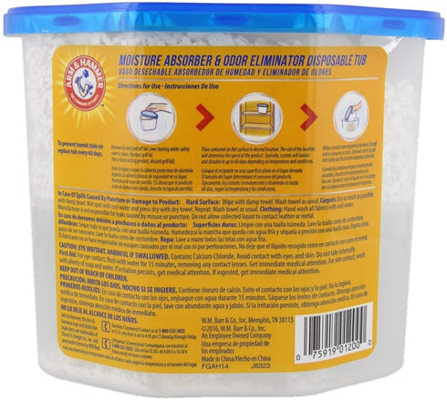 Arm & Hammer Moisture Absorber & Odor Eliminator 14oz Tub, 2 Pack - Eliminates Musty Odors & Freshens Air for Closets, Laundry rooms, Mud Rooms