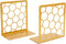 Premium Bookends Geometric Honeycomb Metal Book Ends (Gold, 1 Pair) Book End for Shelves