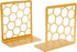 Premium Bookends Geometric Honeycomb Metal Book Ends (Gold, 1 Pair) Book End for Shelves
