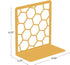 Premium Bookends Geometric Honeycomb Metal Book Ends (Gold, 1 Pair) Book End for Shelves