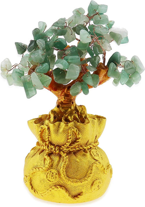 SING F LTD Feng Shui Money Luck Stone Tree Crystal Art Decoration Office Living Room Good Luck Best Gift Green