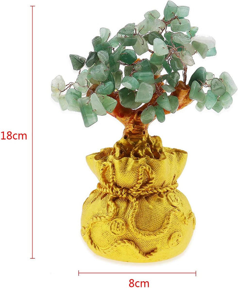 SING F LTD Feng Shui Money Luck Stone Tree Crystal Art Decoration Office Living Room Good Luck Best Gift Green
