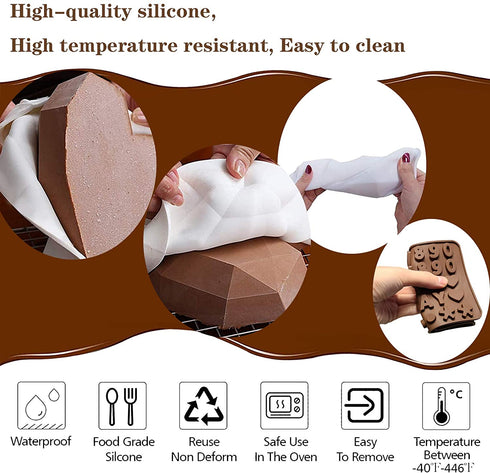 Big and Mini Breakable Heart Molds Chocolate Molds Silicone, Diamond Heart Cake Molds for Baking with Hammers, Popsicle Ice Cream Mold, Letter Number Spoon, Lip Fondant Molds (Red, 62pcs)