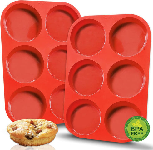 Walfos Premium Silicone Muffin Top Pan, Non-Stick Muffin Top Baking Pan, Prefect for Baking Cake, Corn Bread, Muffin Top and More, Food Grade and BPA Free (2-PK Silicone Muffin Top Pan)