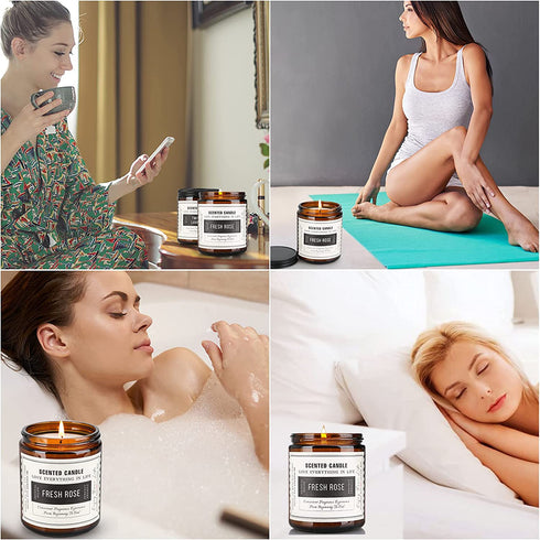 2 Pack Aromatherapy Amber Jar Candle, Sandalwood Rose and Lavender, Rustic Home Decor Scented Candles, Natural Soy Candles for Home Scented, Ideal Gifts for Mom