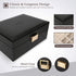 LANDICI Jewelry Box Organizer for Women Teen Girls, Large Jewelry Storage Case with Mirror and 2 Layer Removable Tray, Leather Jewellery Display Holder for Ring Necklace Earring Bracelets, Black