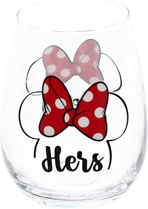 Disney Mickey & Minnie "His" and "Hers" Outline Stemless Glass, Set of 2