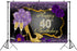 Happy 40th Birthday Backdrops Shining Purple Dots and Gold Frame Photography Background for Party Decorations Rose Floral Balloons Heels Champagne Glass Party Banner Supplies Photo Studio Props 7x5ft