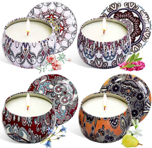 Natural Soy Wax Scented Candles Natural,Gifts for Women Who has Everything, Gifts for Halloween Gifts,Thanksgiving Gifts,Christmas Gifts (4×4.4oz?4pack?)