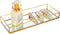 Feyarl Gold Clear Glass Vanity Tray Jewelry Trinket Rings Earrings Organizer Perfume Collection Display Decorative Tray Anti-Mirror Surface for Dressr Room Drawer Office Tabletop (9.84Inch)