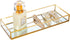 Feyarl Gold Clear Glass Vanity Tray Jewelry Trinket Rings Earrings Organizer Perfume Collection Display Decorative Tray Anti-Mirror Surface for Dressr Room Drawer Office Tabletop (9.84Inch)