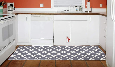 Ottomanson Glamour Collection Non-slip Trellis Design Runner Rug, 20" x 59", Gray