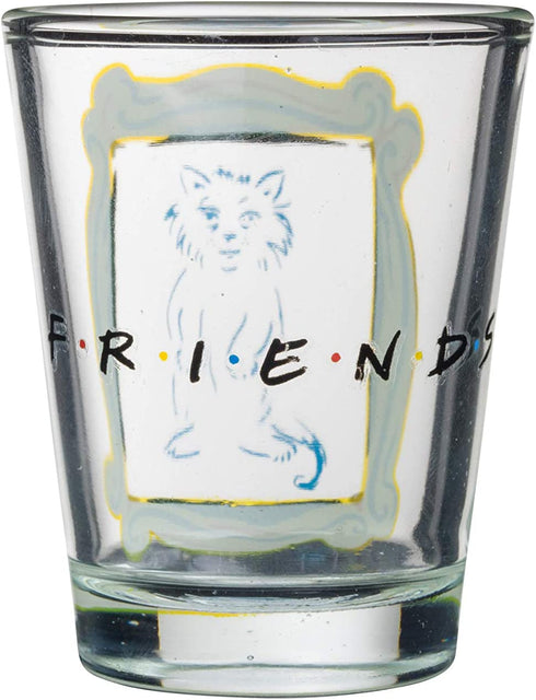 Silver Buffalo Friends Iconic Icons Yellow Frame 4 Pack Mini Glasses, 1.5 Ounces