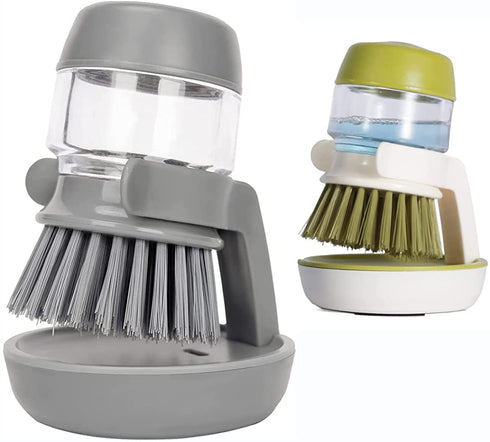 2 Pack Soap Dispensing Palm BrushDish Brush with soap Dispenser with Sturdy Nylon BristlesDish Scrubber Brush for Dishes Pots Pans Sink Cleaning