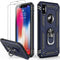 iPhone Xs Max Case with Tempered Glass Screen Protector,iPhone Xs Max Cover Military Grade 16ft. Drop Tested Cover with Magnetic Ring Kickstand Protective Phone Case for iPhone Xs Max Blue