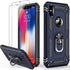 iPhone Xs Max Case with Tempered Glass Screen Protector,iPhone Xs Max Cover Military Grade 16ft. Drop Tested Cover with Magnetic Ring Kickstand Protective Phone Case for iPhone Xs Max Blue