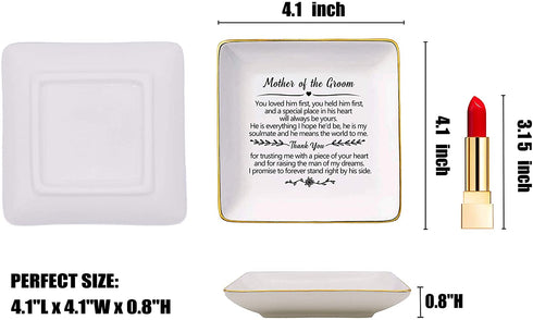 Gift for Mother of the Groom From Bride - You Loved Him First,You Held Him First Thank You Gift for New Mom - Wedding Gifts - Bridal Shower Gifts - Ceramic Jewelry Holder Ring Dish Trinket Box Tray
