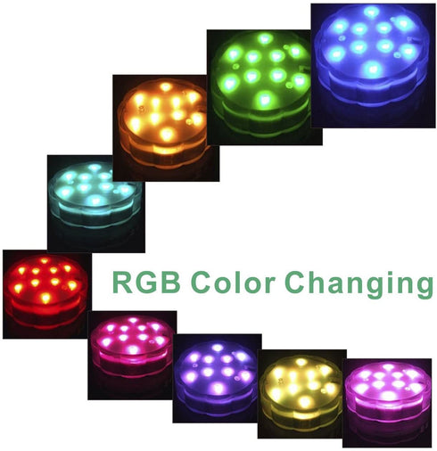 Tripop RGB Color Changing Submersible LED Lights, 13 Colors 4 Modes LED Floral Lights with Remote Controls + Battery Powered (4 Packs)
