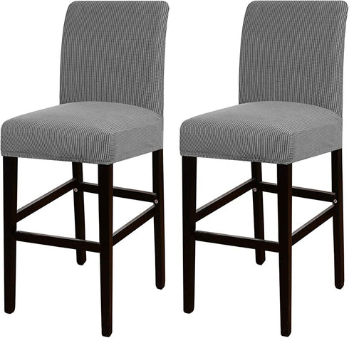 Turquoize Stretch Bar Stool Cover Counter Stool Pub Chair Slipcover for Dining Room Cafe Barstool Slipcover Removable Furniture Chair Seat Cover Jacquard Fabric with Elastic Bottom Set of 2,Dove