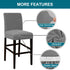 Turquoize Stretch Bar Stool Cover Counter Stool Pub Chair Slipcover for Dining Room Cafe Barstool Slipcover Removable Furniture Chair Seat Cover Jacquard Fabric with Elastic Bottom Set of 2,Dove