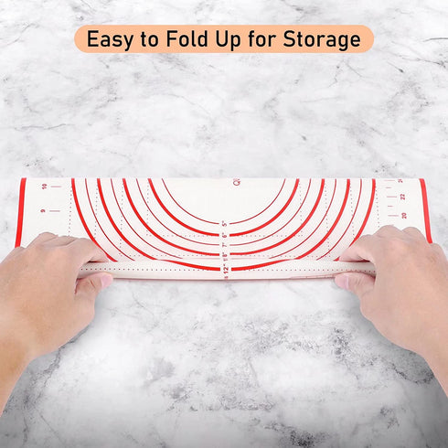 Extra Large Silicone Pastry Mat, Non-Slip with Measurement Non Stick, Large and Thick, for Fondant, Rolling Dough, Pie Crust, Pizza and Cookies - BPA Free Easy Clean Kneading Matts,24" x 32", Red