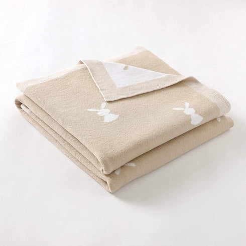 LAWKUL Baby Wrap Blanket Soft 100% Cotton Baby Blanket Knit Crib Receiving Blanket with Bunny Pattern Swaddle Cute Blanket for Babies Boy and Girl in Easter Size 4030 Inches