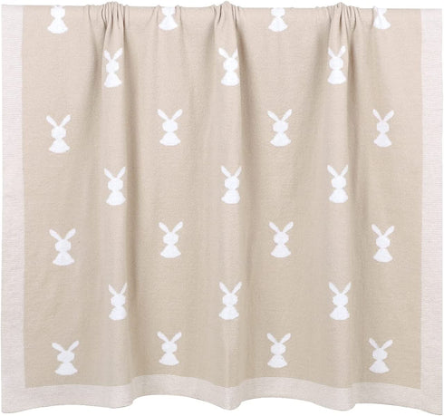 LAWKUL Baby Wrap Blanket Soft 100% Cotton Baby Blanket Knit Crib Receiving Blanket with Bunny Pattern Swaddle Cute Blanket for Babies Boy and Girl in Easter Size 4030 Inches