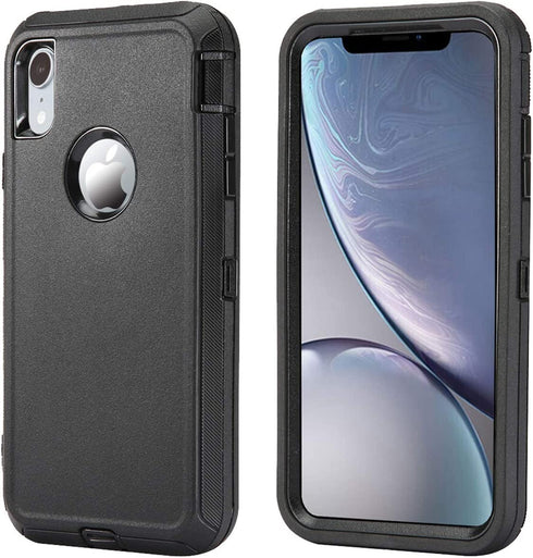 Stroson for iPhone XR Case with Built in Screen Protector, 3 in 1 Full Body Drop Protection Heavy Duty Shockproof Rugged Bumper for Women Man Protective Cover Phone Case for iPhone XR 6.1” (Black)
