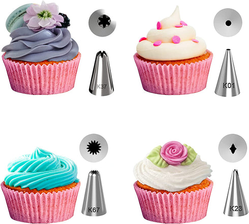 Kootek 42 Pieces Piping Bags and Tips Set Cake Decorating Supplies with 36 Numbered Icing Tips, 2 Silicone Pastry Bags, 2 Flower Nails, 2 Reusable Plastic Couplers Baking Frosting Tips and Bags Set