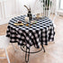 Buffalo Plaid Round Tablecloth Checkered Cotton Linen Table Cover for Kitchen Dining Room Home Decor ( Round - 55 Inch, White & Black )