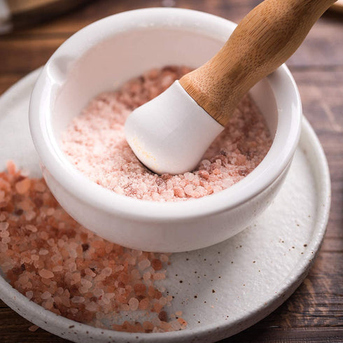 Porcelain Mortar and Pestle Set Pill Crusher, Spice Grinder, Herb Bowl, Pesto Powder Molcajete for Salt - Plus Lid/Non-Slip Base