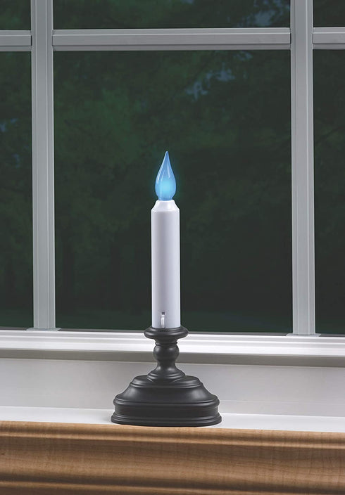 Xodus Innovations Battery Operated First Responder Window Candle with Dusk to Dawn Sensor and Selectable Blue or White LED Flame Color, Aged Bronze/Black (FR1310A)