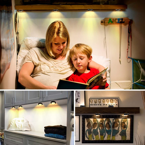 Puck Lights with Remote, Under Cabinet Lighting Puck Lights Battery Operated GANA 6 Pack Color Changing Under Cabinet Light Closet Lights LED Under Cabinet Lights 16 Color and 4 Model Battery Lights