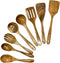 Wooden Utensils for Cooking 8 Pcs Natural Teak Wooden Cooking Utensils, Wooden Kitchen Utensil Set, Wooden Spoons for Cooking, Kitchen Cooking Utensils Set, Slotted Spoons for Cooking