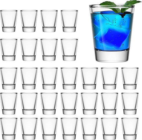 30 Pack Heavy Base Shot Glass Set, Aoeoe 1.5 oz Whiskey Shot Glasses, Clear Shot Glasses Bulk, Small Shot Glasses, Round Espresso Shot Glass, Glass Cups for Vodka, Whiskey, Tequila, Espresso, Liquor