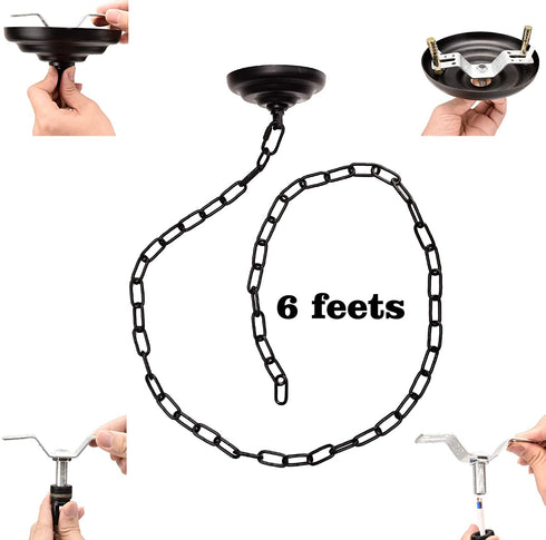 Kocent Heavy Duty Canopy Kit and 6 feet Pendant Light Fixture Chain for Chandelier or Swag Light Fixtures, Maximum Fixture Weight of 50 Pounds ,5 Inches Diameter, Vintage Black (Black1)