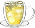 Creano Double Wall Glass Mugs 9 OZ with Handle and Saucer, Insulated Cup - 2X 9oz (250ml)