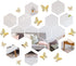 30pcs Removable Large Size Acrylic Hexagon Mirror Wall Stickers,Self-Adhesive Tiles, 3D Hexagonal, Non-Glass, add 3D gold Butterfly Stickers Decals 12pc for Home Bedroom Living Room reunion Decor(6.88 x 6.02 x 3.54 inchs?