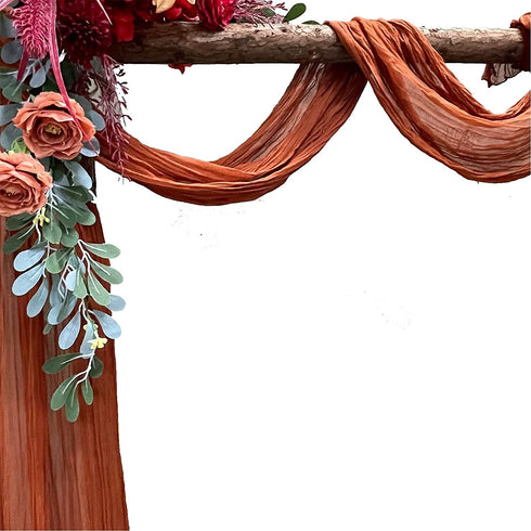EH Linen Cheesecloth 13Ft Gauze Table Runner,Wedding Decor Arch Draping,Gauze Event Centerpiece Runner, Bridal Shower Runner (Terracotta, Large)