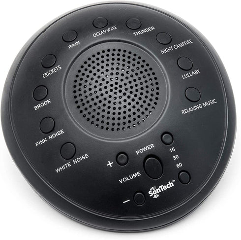 SonTech - White Noise Sound Machine - 10 Natural Soothing Sound Tracks Home, Office, Travel, Baby Multiple Timer Settings - Battery or Adapter Charging Option