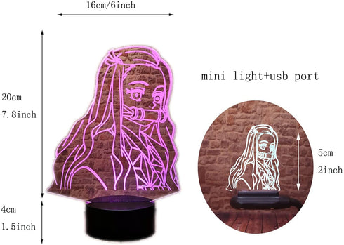 Kamado Nezuko 3D Illusion Demon Slayer Merch Night Light LED Anime Lamp 16 Colors Remote Control Room Decor