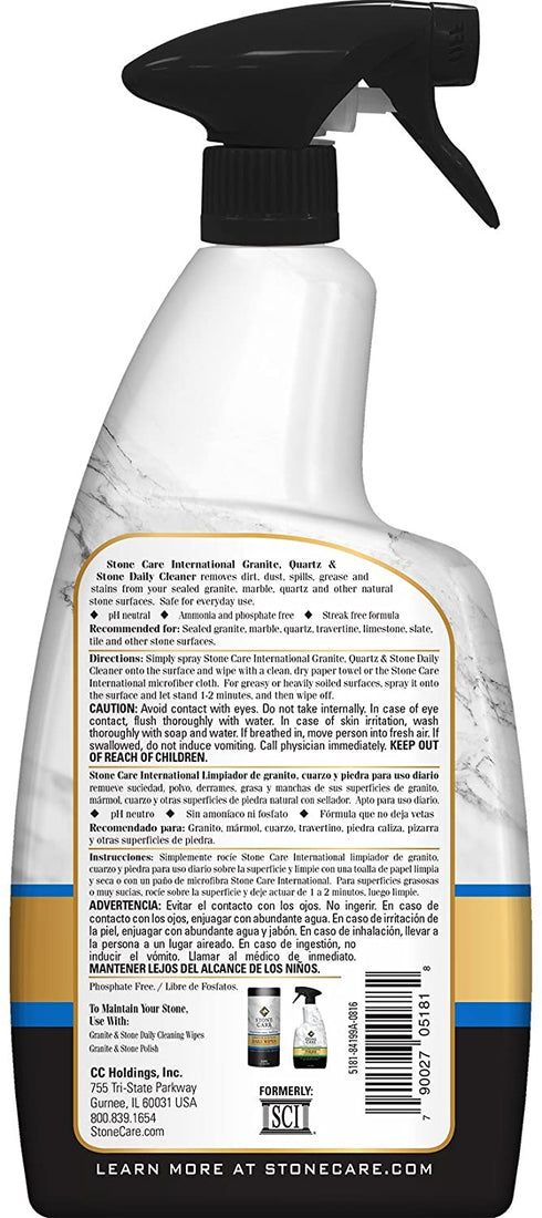 Stone Care International Granite Stone Cleaner and Polish Combo for Granite Marble Soapstone Quartz Quartzite Slate Limestone Corian Laminate Tile Countertop