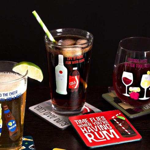 Pavilion Gift Company Life is More Fun with Rum-Rum & Coke 16 oz Pint Glass Tumbler, 1 Count (Pack of 1), Red
