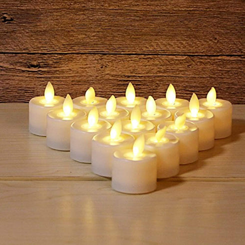 Led Electric Flameless Flickering Battery Operated Tea Lights Candles with RF Remote and Timer for Outdoor/Table/Party Decoration